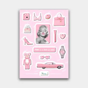 Рожевий набір 3D стікерів Pink — стильні смоляні наклейки для декору гаджетів | EasyHub