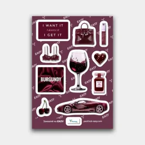 3D стікерпак «Бордо (Burgundy)» — смоляні наклейки у винних відтінках | EasyHub