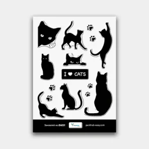 3D стікерпак «Black Cats» — смоляні наклейки з чорними котиками | Easy-Hub