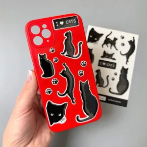 3D стікерпак «Black Cats» — смоляні наклейки з чорними котиками | Easy-Hub